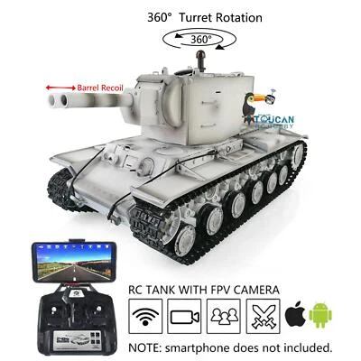 Henglong 1/16 7.0 Soviet KV-2 RTR BB IR 3949 RC Tank FPV Metal Track 360°Turret - Image 1 of 4