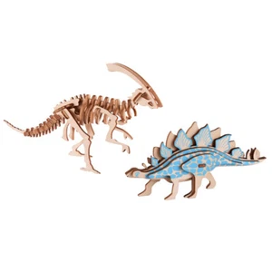 Hand Craft 3D Puzzle 2 Assorted Pieces Dinosaur Puzzle Set Diplodocus+Parasaurus - Picture 1 of 7