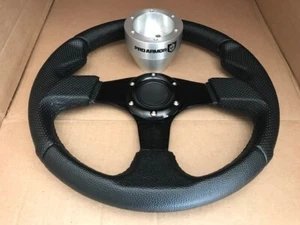 Steering Wheel Black 12.5" Flat+ Silver Pro Armor Hub RZR 800/900/1000 CanAm X3 - Picture 1 of 2