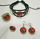 Houston Texans NFL Snap Jewelry snap, stretch Ring, Earrings or Bracelet