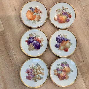 6 PCs 1950s Bavaria Germany Golden Crown E & R 1886 Orchard Salad Plates 8” Vtg - Picture 1 of 10