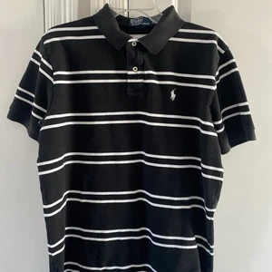 Polo Ralph Lauren Poloshirt schwarz/weiß gestreift Kurzarm Classic Fit Large - Bild 1 von 8