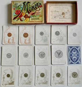 Raramente visto antico 1888 GIOCO DI MONETA/IL DENARO FA SOLDI USA Monete F.A. WRIGHT - Foto 1 di 24