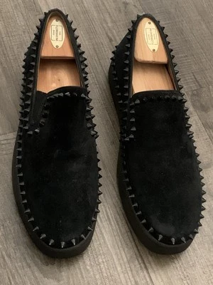 Christian Louboutin Tenis Sin Cordones Negro Tela Técnica Tachonado Pik Boat 42 Foto 1 de 4