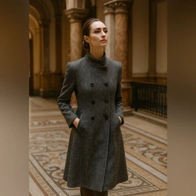 Vintage Central Park wool pea coat gray double breasted old money quiet luxury - Image 1 of 4