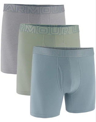 Paquete de 3 calzoncillos boxer medianos Under Armour de algodón de rendimiento para hombre Foto 1 de 3