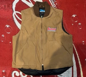 Tri Mountain Vest Mens M Brown Canvas Insulated Heavy Duty Workwear Outdoor Zip - Picture 1 of 13