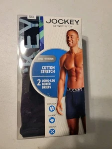 MEN'S JOCKEY SIZE 5XL(56"-58") LONG-LEG BOXER BRIEFS 2 PACK COOL STRETCH COTTON - Picture 1 of 14