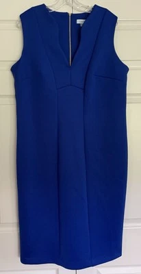 Calvin Klein раздельный воротник оболочка платье королевский синий без рукавов эластичной размер 14 Вт новый - Изображение 1 из 4