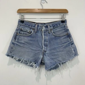 Levi’s 501 Student Shorts Unisex 27 (Actual 26) Blue Denim Cut Offs Made in USA - Picture 1 of 10