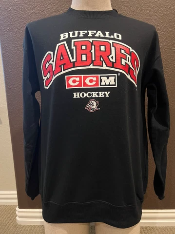 Vintage 90's Buffalo Sabres NHL Black Crewneck Sweatshirt U1489 Cover