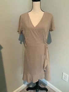 ASOS Gilli Women's Taupe Ruffle Detail Wrap Dress Size Medium NWT - Picture 1 of 1