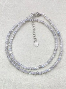 A++ Natural Labradorite Faceted Round Gemstone Beads 2-3MM Women Necklaces 18'' - Picture 1 of 21