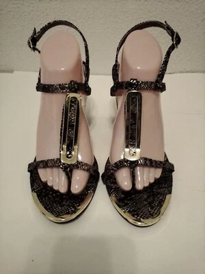 Tanga de tela con estampado dorado negro de 4 1/4" para mujer MIA Tiffany talla 12 M Foto 1 de 4