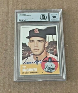 TIM MCCARVER SIGNED 1964 TOPPS AUTO GRADE 10 BECKETT BAS ST LOUIS CARDINALS - Picture 1 of 2