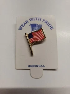 American Flag Wear With Pride Lapel Pin Tie Tack On Card Made In USA - Picture 1 of 2