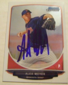 ALEX MEYER signed RC TWINS ANGELS 2013 Bowman Chrome baseball card AUTO KENTUCKY