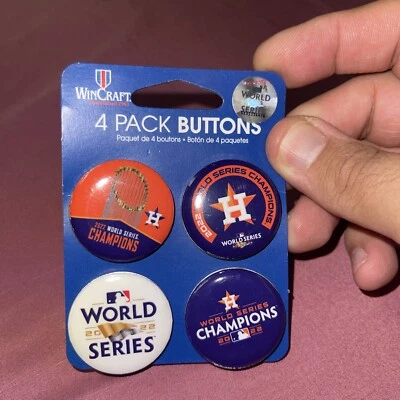 HOUSTON ASTROS 2022 ЧЕМПИОНОВ МИРОВОЙ СЕРИИ ASTROS КНОПКА 4 УПАКОВКИ 1 1/4» MLB - Изображение 1 из 2