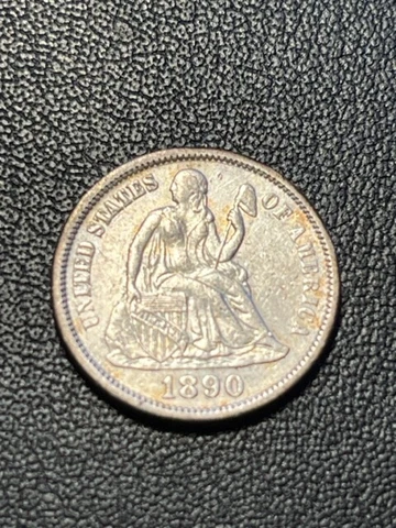 1890 Seated Liberty Silver Dime CHOICE AU Cover