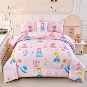 Pink Princess Queen Bedding Set Cute Fairy Tales Castle Bedding Set for Girls... - Picture 1 of 9