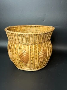 Cesto in vimini marrone chiaro vintage design a forma di piuma - Foto 1 di 7