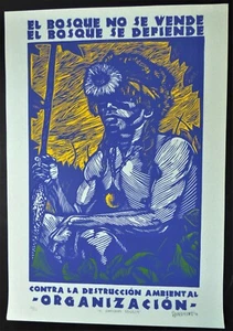 THE AMAZON RESISTS Rare Signed Mexican U.N CLIMATE CHANGE SUMMIT Protest Poster - Picture 1 of 6