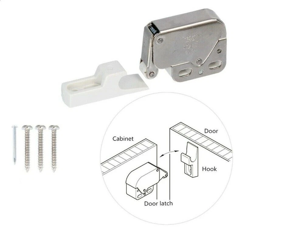 PUSH TO OPEN CATCH Cupboard Cabinet Door Spring Loaded Touch Release Mini Tip - Image 1 of 2
