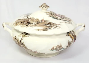Johnson Bros. de colección THE OLD MILL Sopa Tureen 9" Redonda Inglaterra TAPA REPARADA - Imagen 1 de 17