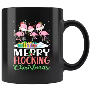 Flamingo Tasse Frohe Beflockung Weihnachten lustiges Geschenk für Flamingo Liebhaber Kaffeetasse - Bild 1 von 5