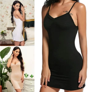 Womens Full Slips Cotton Blend V Neck Straight Under Dress Liner Nightwear Gifts - Picture 1 of 21