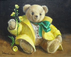 Deborah Jones - Original Oil Painting - Teddy Bear & Buttercups. Still Life. - Picture 1 of 6