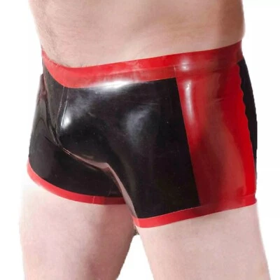 US Mens Latex Shorts Rubber Underwear Color block Rubber for Fetish Cosplay BDSM - Image 1 of 4