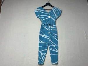 Vtg Luigi Commo 100% Cotton Jumpsuit Blue White  Women's Size 11-12 - Picture 1 of 9