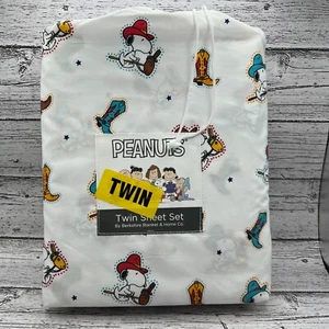 Peanuts Snoopy Twin Sheet Set 3 pcs Cowboy Western Flat/Fitted/1 - Pillowcase - Picture 1 of 5