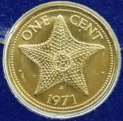 Moneda de centavo vintage Bahamas 1971 Reino Unido reina Isabel II estrella de mar de océano i115824 Foto 1 de 2