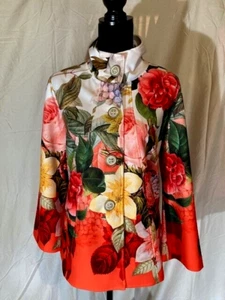 JOSEPH RIBKOFF LARGE FLORAL/FOLIAGE PRINT LONG SLEEVE JACKET SZ 14 NEW WITH TAGS - Picture 1 of 15