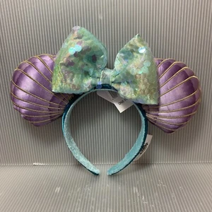 Disney Parks LITTLE MERMAID ARIEL Minnie Mouse Ears Headband w/ Sequin Bow, NWT - Picture 1 of 11