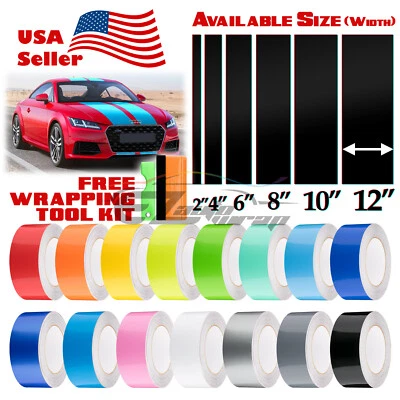 Глянцевые цветные гоночные полоски виниловая пленка для Audi TT наклейка 25 футов / 50 футов - Изображение 1 из 4