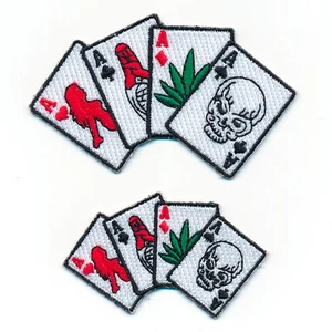 2 Four Aces Vier Asse Rockabilly Gothic Skull Patch Aufnäher Aufbügler Set 0987 - Bild 1 von 2