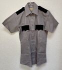 Security Officer Shirt Mens Small Gray/Black Button Down Guard Uniform Work Wear