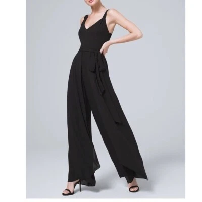 ASTR the Label Long Line Black Wide Leg Jumpsuit Open Low Back Maxi Length - Image 1 of 2