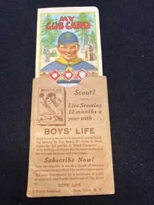 Tarjeta de membresía y sobre 1937 - Boy Scouts of America BSA vintage - Imagen 1 de 3
