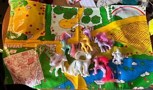 Vintage Collectible My little pony oilcloth playmat and G1 & g2 ponies nostalgia - Picture 1 of 9