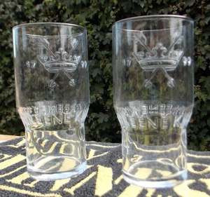 GREEN KING SHAPED & EMBOSSED PUB PINT GLASSES x 2 - Picture 1 of 8