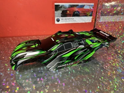 Fits Traxxas Ultimate RUSTLER 4X4 VXL Green Black Body Clip Less Support Mount - Image 1 of 4