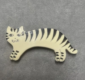 Vintage Hand Painted Cat Barrette Hair Clip Lucite - Picture 1 of 6