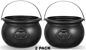 Witch Cauldron Candy Bowl Pot Bucket Halloween Decorations Party Supplies Black - Picture 1 of 9