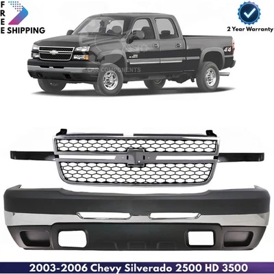 Front Bumper Chrome & AirDam Kit For 2003-2007 Chevy Silverado 1500 2500 3500 Foto 1 de 4