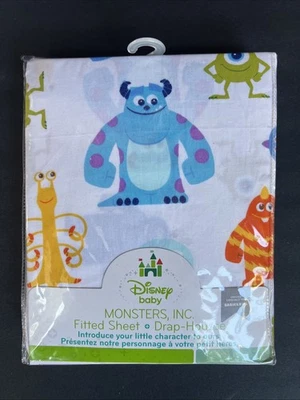 Disney Baby Monsters Inc Fitted Crib Sheet 28x52 Sulley Mike NIP Discontinued - Image 1 of 4