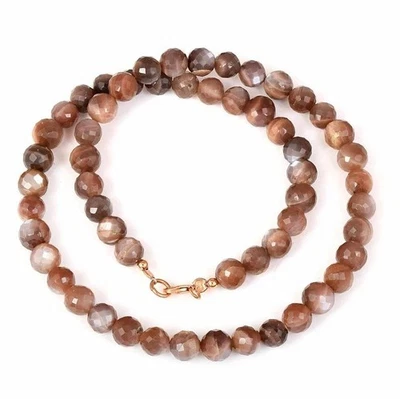 Nuevo collar de cuentas de plata esterlina 925 con piedras preciosas de luna de chocolate hija Foto 1 de 4